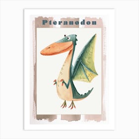 Pteranodon Dinosaur Cute Watercolour 1 Poster Art Print