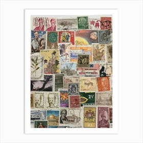 Postage Stamp Cancelled Stamps Postage Mail Collectable Stamps Used Stamps Art Print