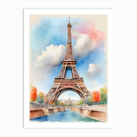 Watercolor Of Eiffel Tower Art Print