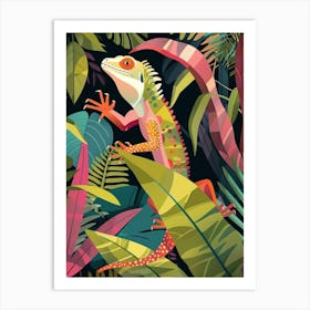 Green Galápagos Land Iguana Abstract Modern Illustration 4 Art Print