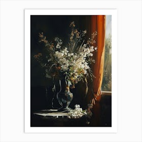 Baroque Floral Still Life Flax Flowers 3 Art Print