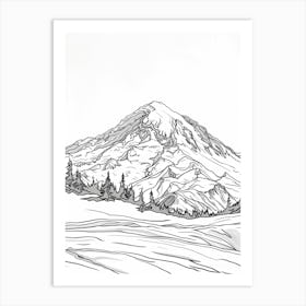 Mount Rainier Usa Line Drawing 7 Art Print