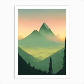 Misty Mountains Vertical Composition In Green Tone 91 Art Print