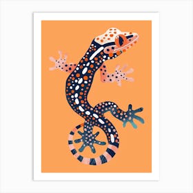 Coral Tokay Gecko Abstract Modern Illustration 3 Art Print