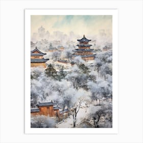 Winter City Park Painting Jingshan Park Beijing China 2 Art Print