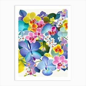 Orchids 3 Modern Colourful Flower Art Print