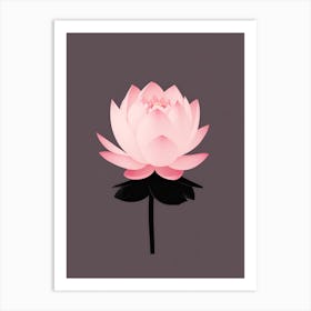 A Pink Lotus In Minimalist Style Vertical Composition 11 Art Print