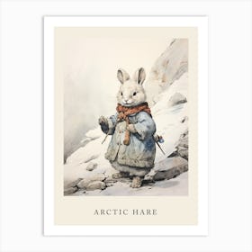 Beatrix Potter Inspired  Animal Watercolour Arctic Hare 1 Art Print