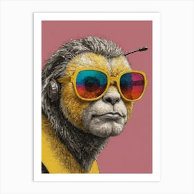 Monkey In Sunglasses Canvas Print Art Print