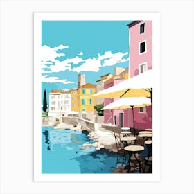 Antibes, France, Flat Pastels Tones Illustration 1 Art Print