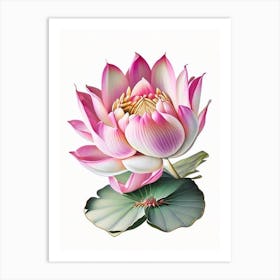 Pink Lotus Decoupage 5 Art Print
