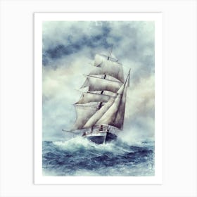 Stormy Ocean Sailship Art Print