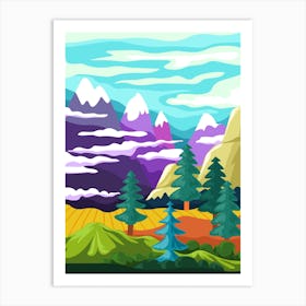 Scenery With Mountains And Forest Nature Art Print