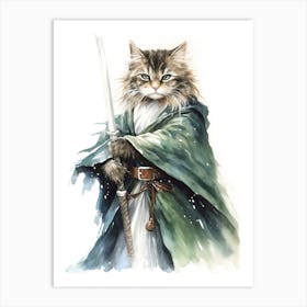 Norwegian Forest Cat As A Jedi 1 Art Print