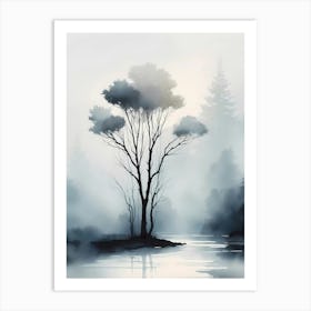 Lone Tree In The Fog Art Print