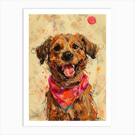 Dog With Bandana Art Print