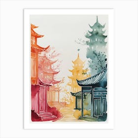 Chinese Watercolor Painting 4 Art Print