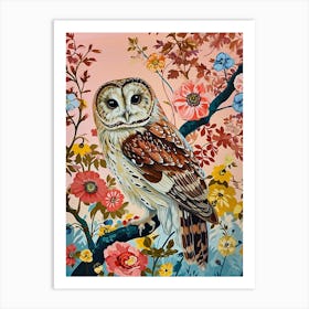 Floral Animal Painting Owl 1 Art Print