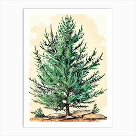 Hemlock Tree Storybook Illustration 3 Art Print