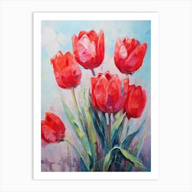 Tulip Flowers Red Color Valentine's Gift Art Print