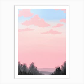 Dreamy Pink Skies At Dusk Retro Art Print