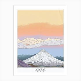 Cotopaxi Ecuador Color Line Drawing 2 Poster Art Print