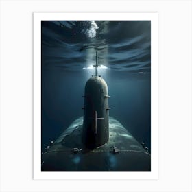 Submarine Under Water-Reimagined Art Print