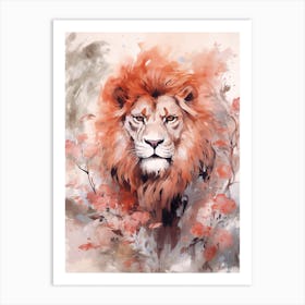 Lion Art Painting Chinese Brush Painting Style 2 Art Print