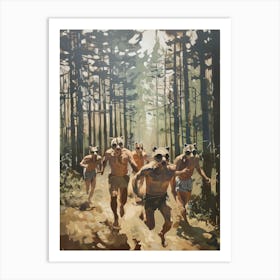 Men Running Redwoods 3 Fy V Art Print