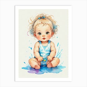 Little Girl In Water Art Print