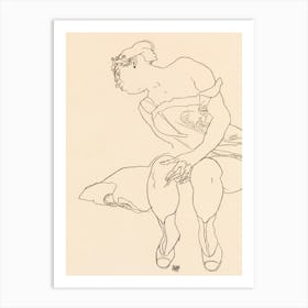 Naked Lady; Seated Woman in Corset and Boots (1918), Egon Schiele Art Print