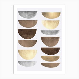 Gold and metal circles 9 Art Print