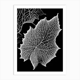 Mulberry Leaf Linocut 3 Art Print
