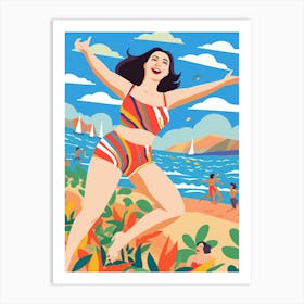 Body Positivity Day At The Beach Colourful Illustration  1 Art Print