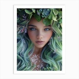 Green Haired Girl Art Print