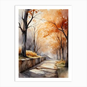 Watercolor Of Autumn Trees 9 Art Print