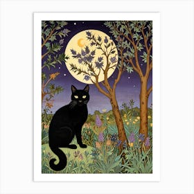 William Morris Black Cat In The Moonlight 16 Art Print