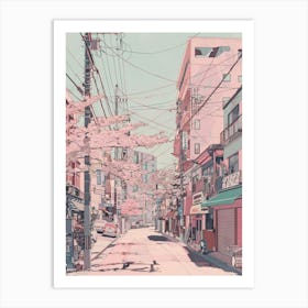 Osaka Japan 6 Retro Illustration Art Print