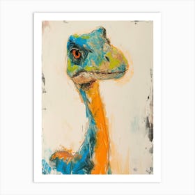 Abstract Dinosaur Brushstrokes White Background Art Print