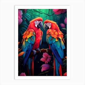 Two Parrots In The Jungle 1 Art Print