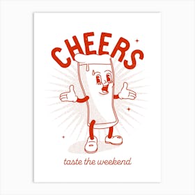 'Cheers' retro beer poster in red Art Print