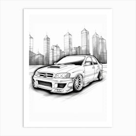 Subaru Imprezza Wrx Sti City Drawing 1 Art Print
