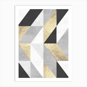 Gray and gold geometry 4 Art Print