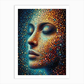 Woman'S Face With Dots Art Print