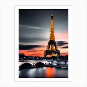 Eiffel Tower At Sunset 2 Art Print