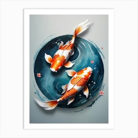 Koi Fish Yin Yang Painting (31) Art Print