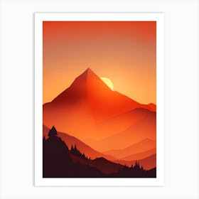 Misty Mountains Vertical Composition In Orange Tone 165 Art Print