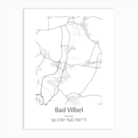 Bad Vilbel,Germany Minimalist Map Art Print