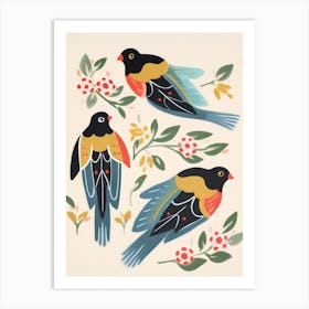 Folk Style Bird Painting Barn Swallow 2 Art Print