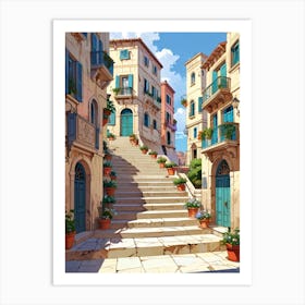 Street Scene In Greece Art Print